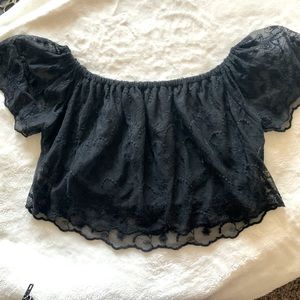 Black lace crop top
